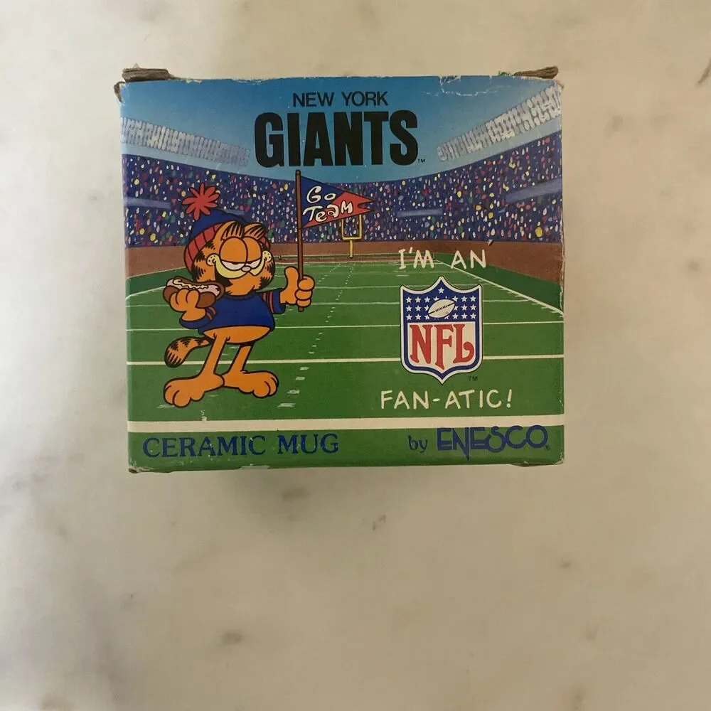 Vintage Enesco Coffee Cup NFL New York Giants X Garfield Otis Mug w/ Box